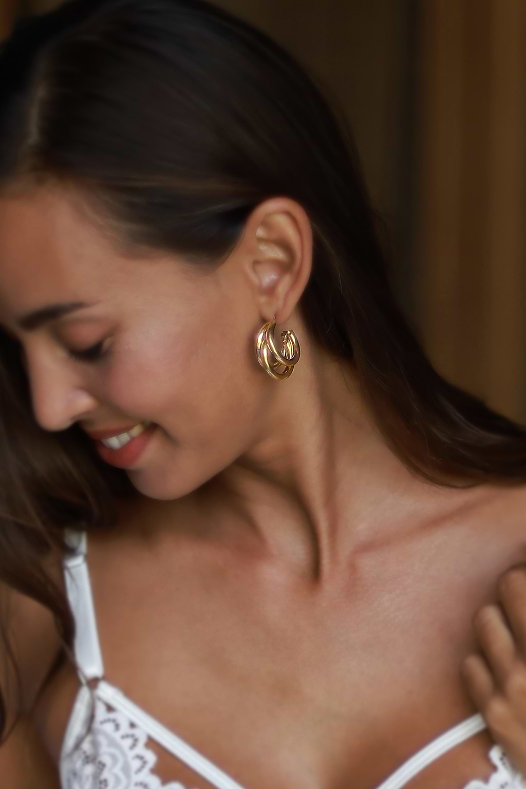 Boucles d'oreilles à dos ouvert avec anneau double