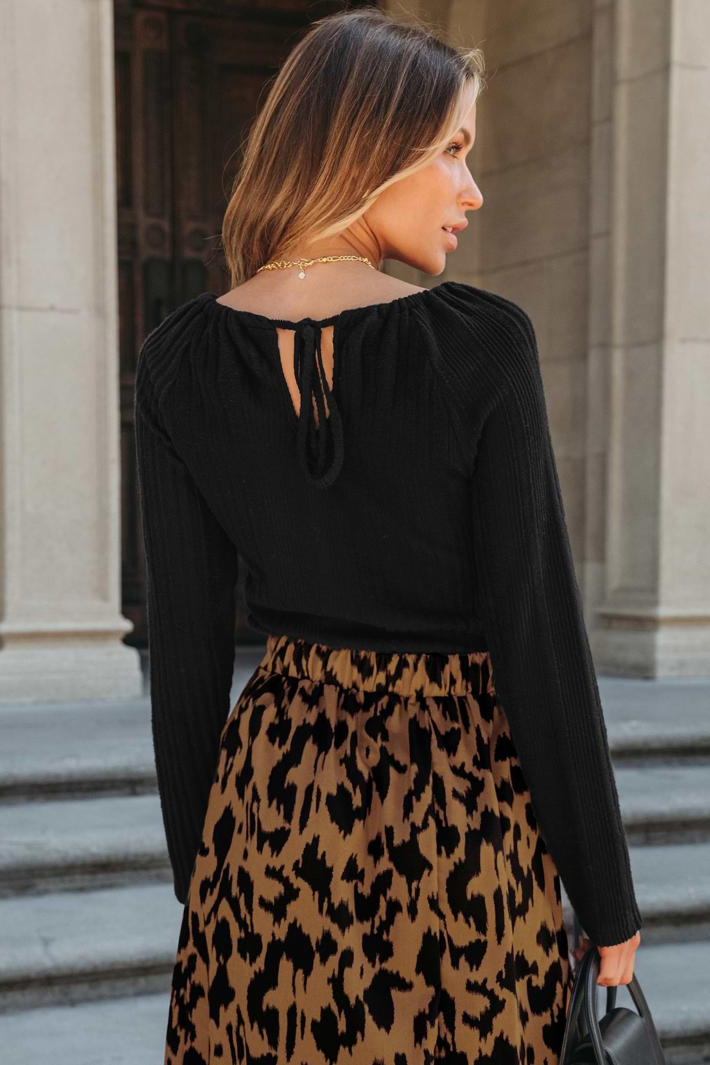 Cutout Ribbed Long Sleeve Top