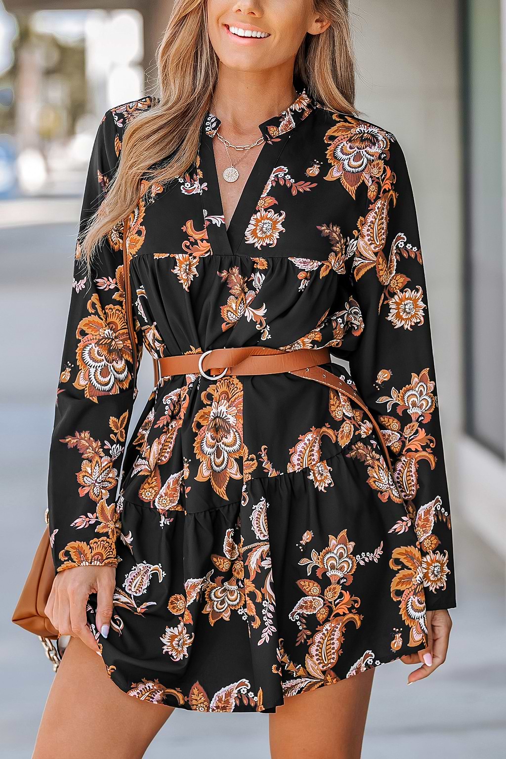 Babydoll-Minikleid mit Paisley-Blumendruck