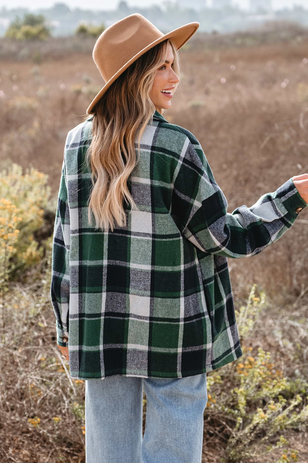 Plaid Drop Sleeve Shacket
