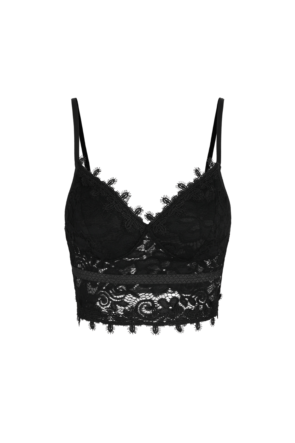 Débardeur court en dentelle floral et transparent