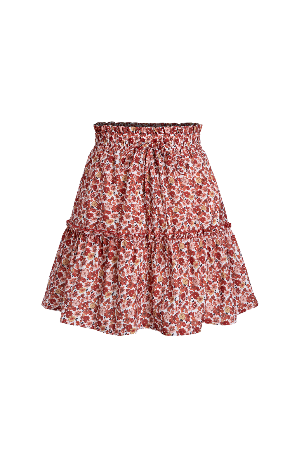 Ditsy Floral Print Smocked Drawstring Skirt