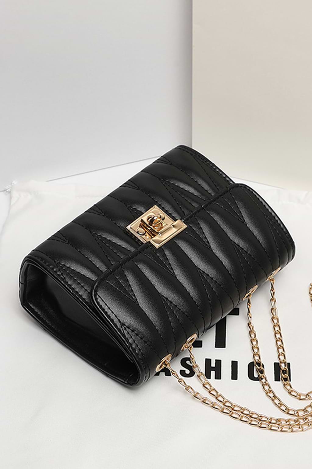Faux Leather Puffy Stitched Crossbody Bag