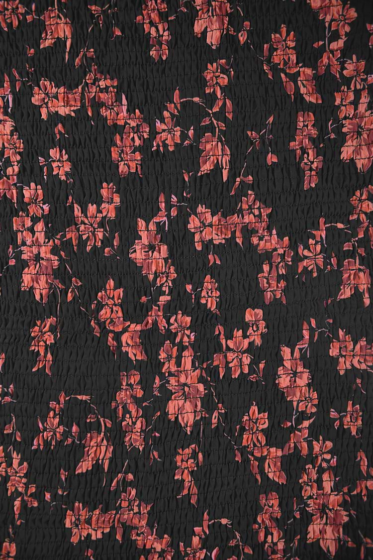 Floral Print Smocked Bodycon Mini Dress