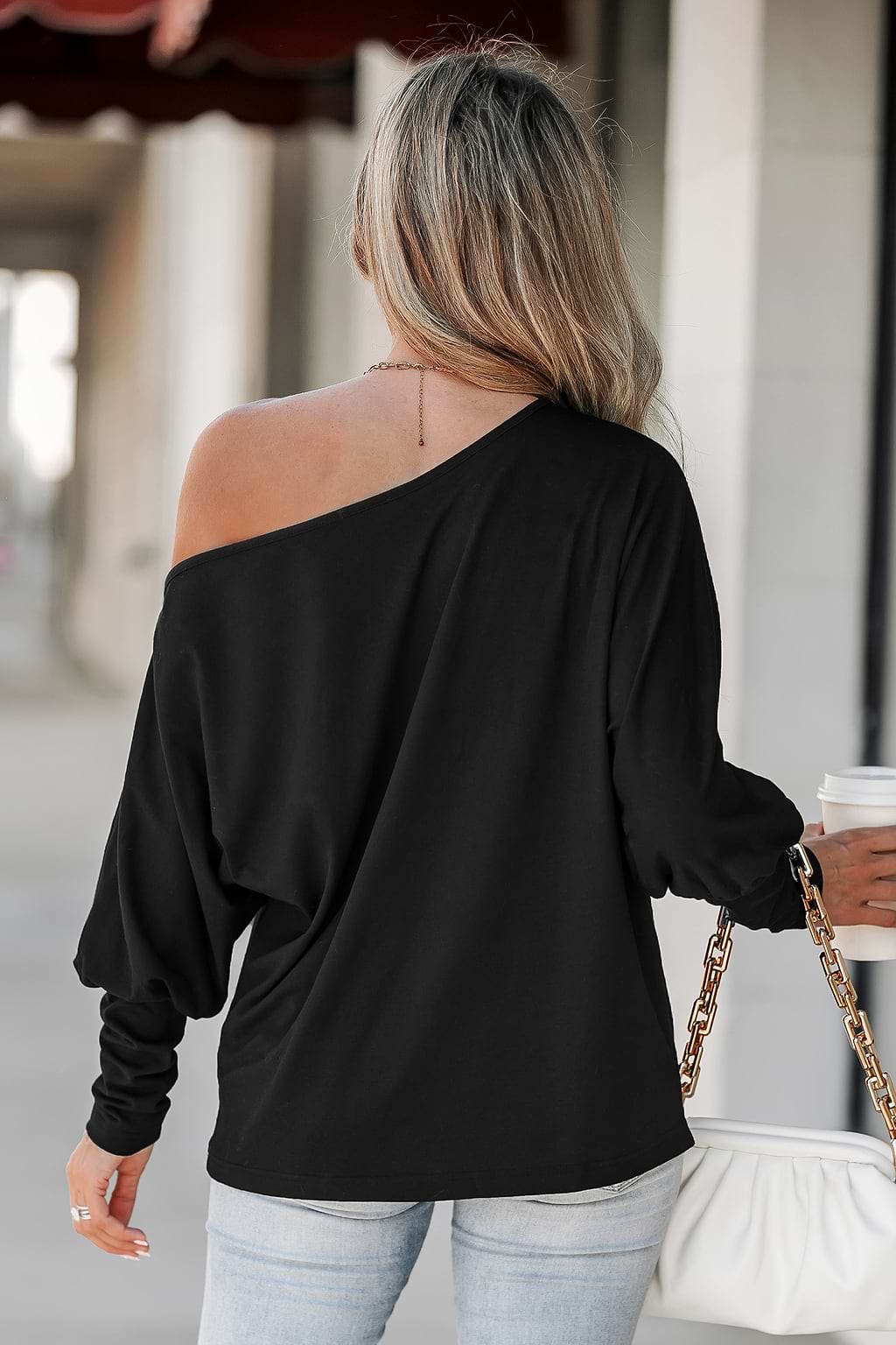 One-Shoulder Gigot Sleeve Tee