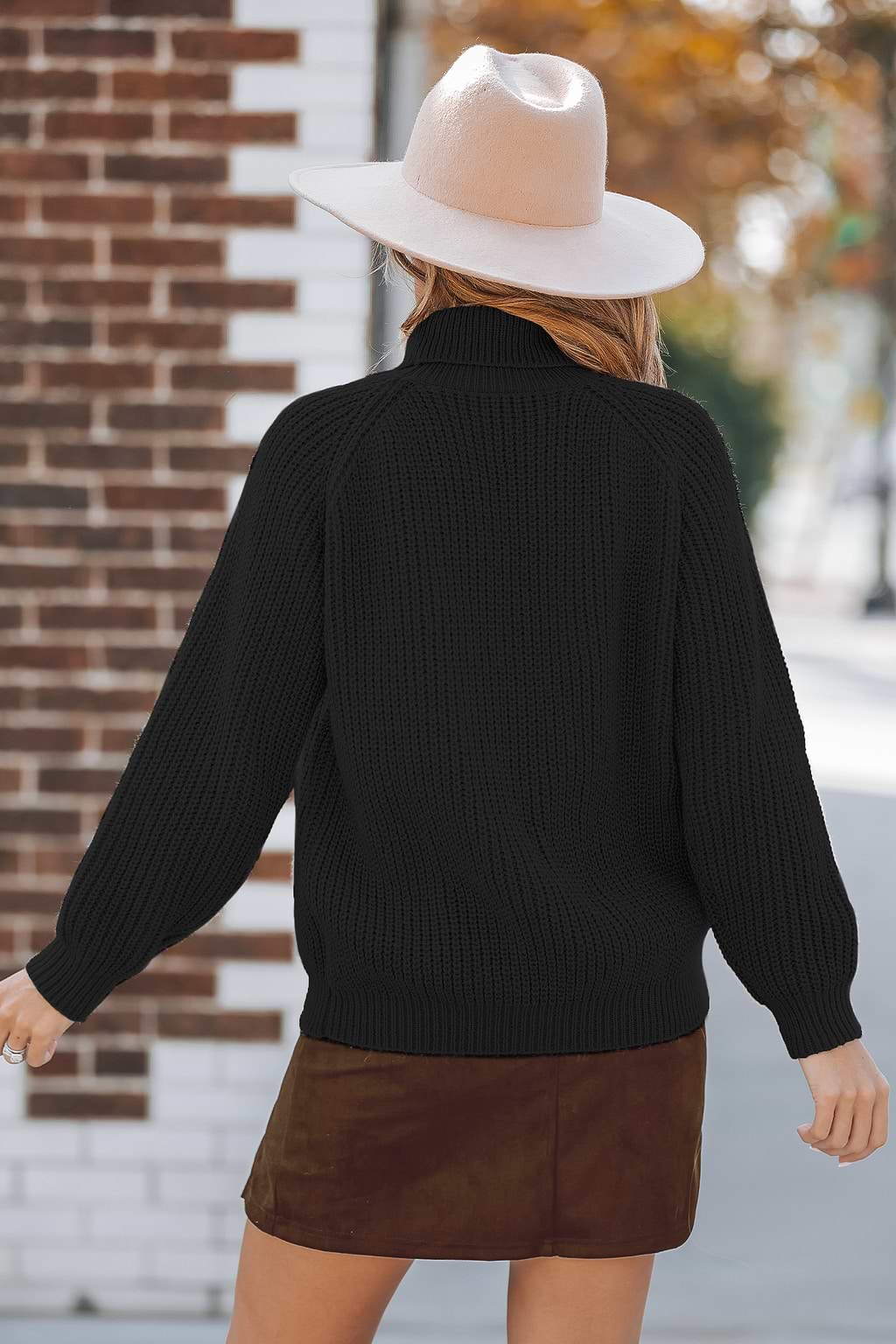 Black Rib Turtleneck Sweater