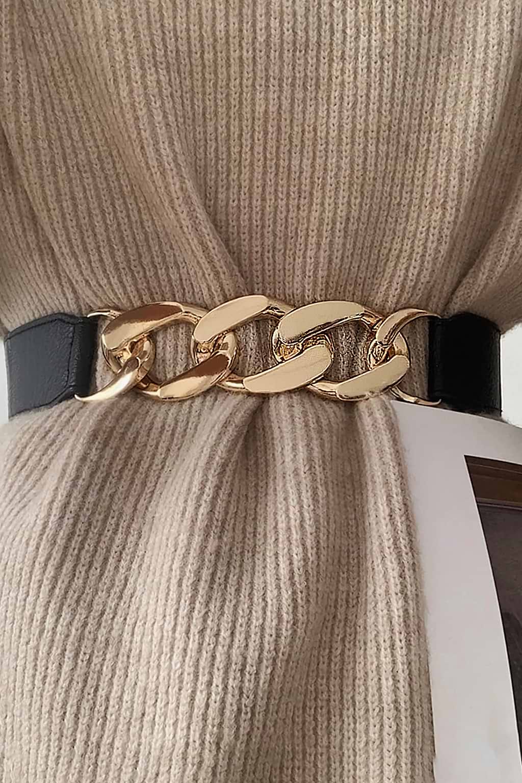 Dikke ketting kunstleer tailleriem