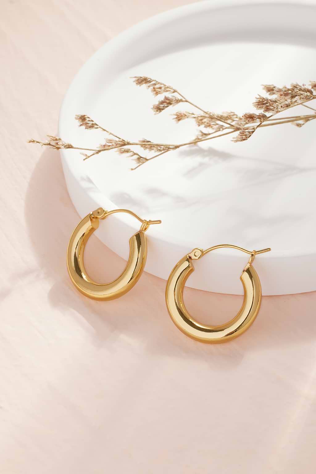 Gold Latch-Back Hoop Earrings