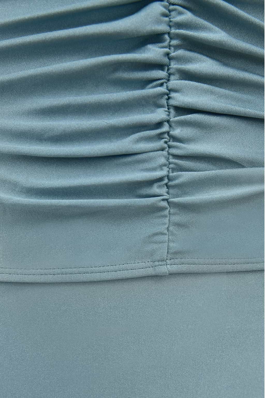 Solids Shirred Halter Gathered One Piece Swimsuit