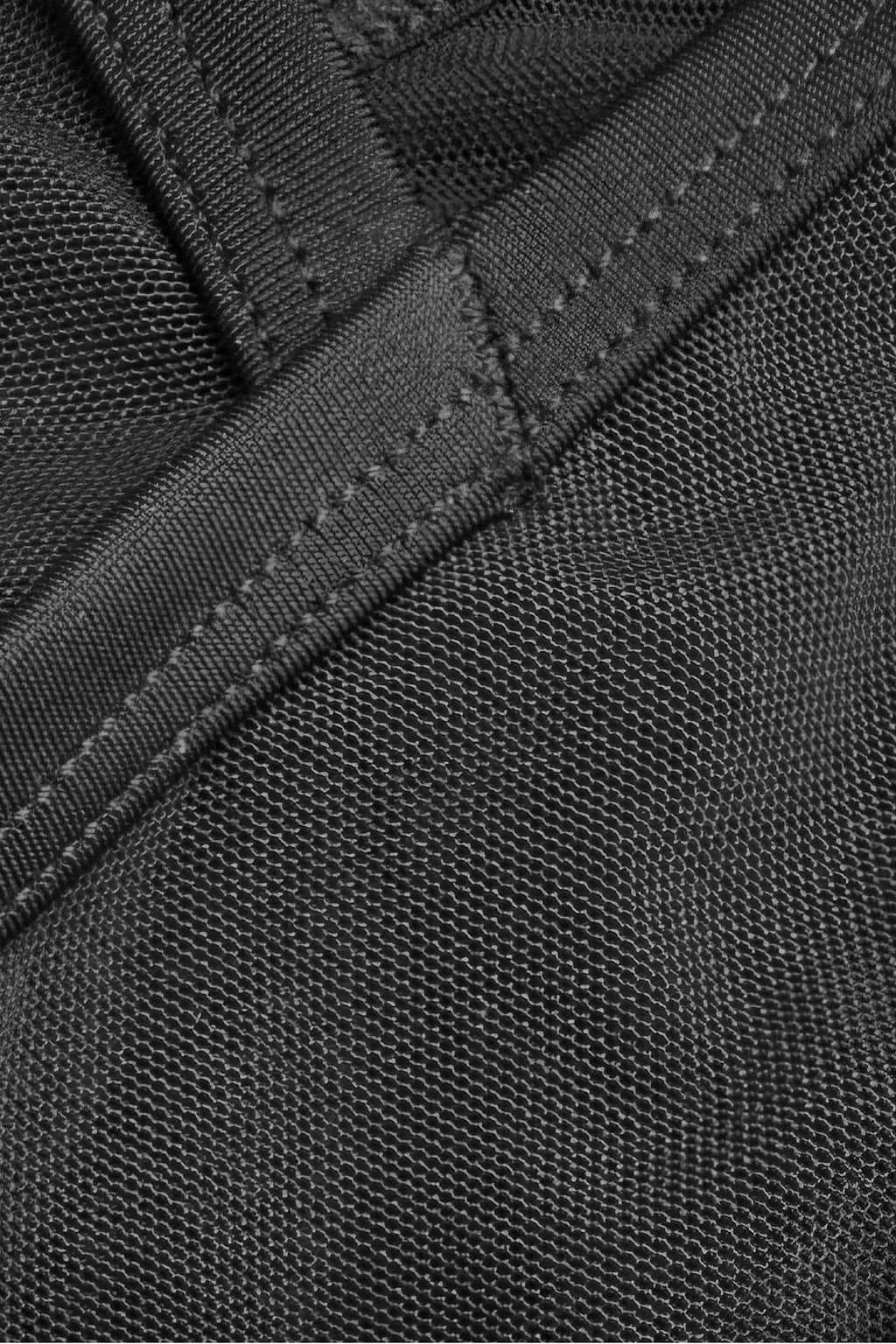 Plus Size Plunge Mesh Black One Piece Swimsuit