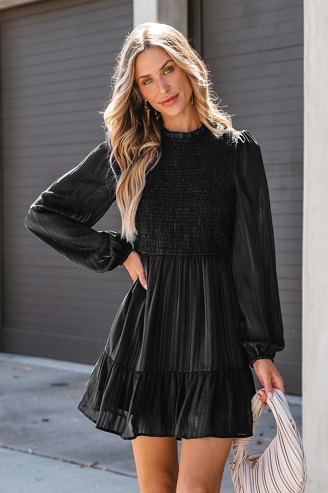 Smocked Bishop Sleeve Tiered Dress