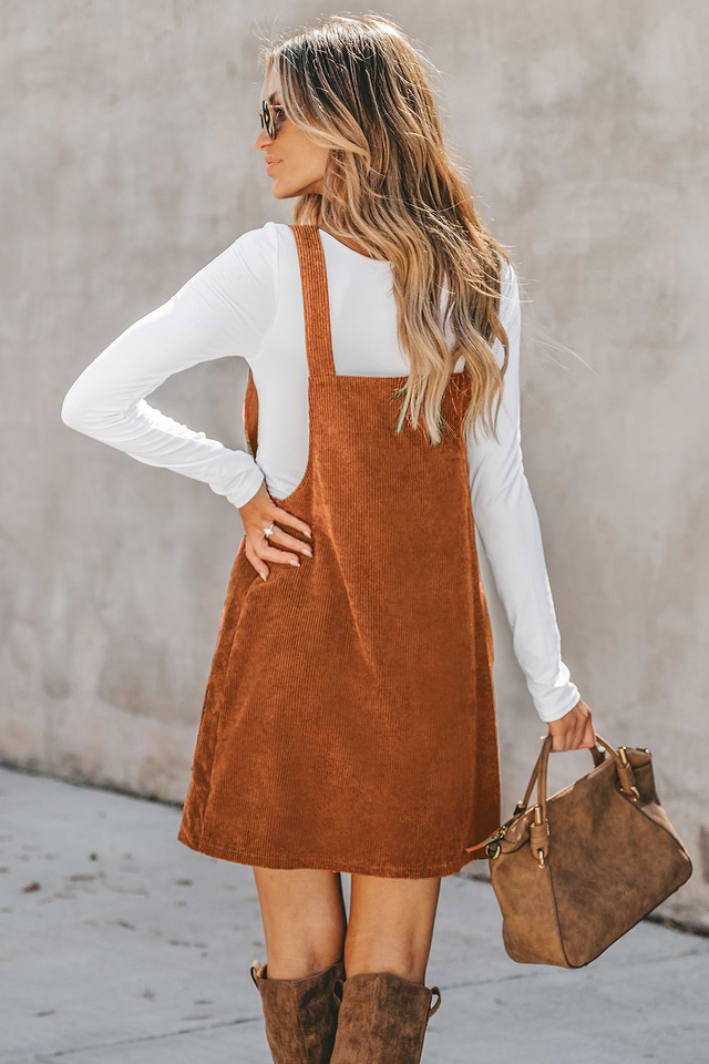 Corduroy Mini Overall Dress