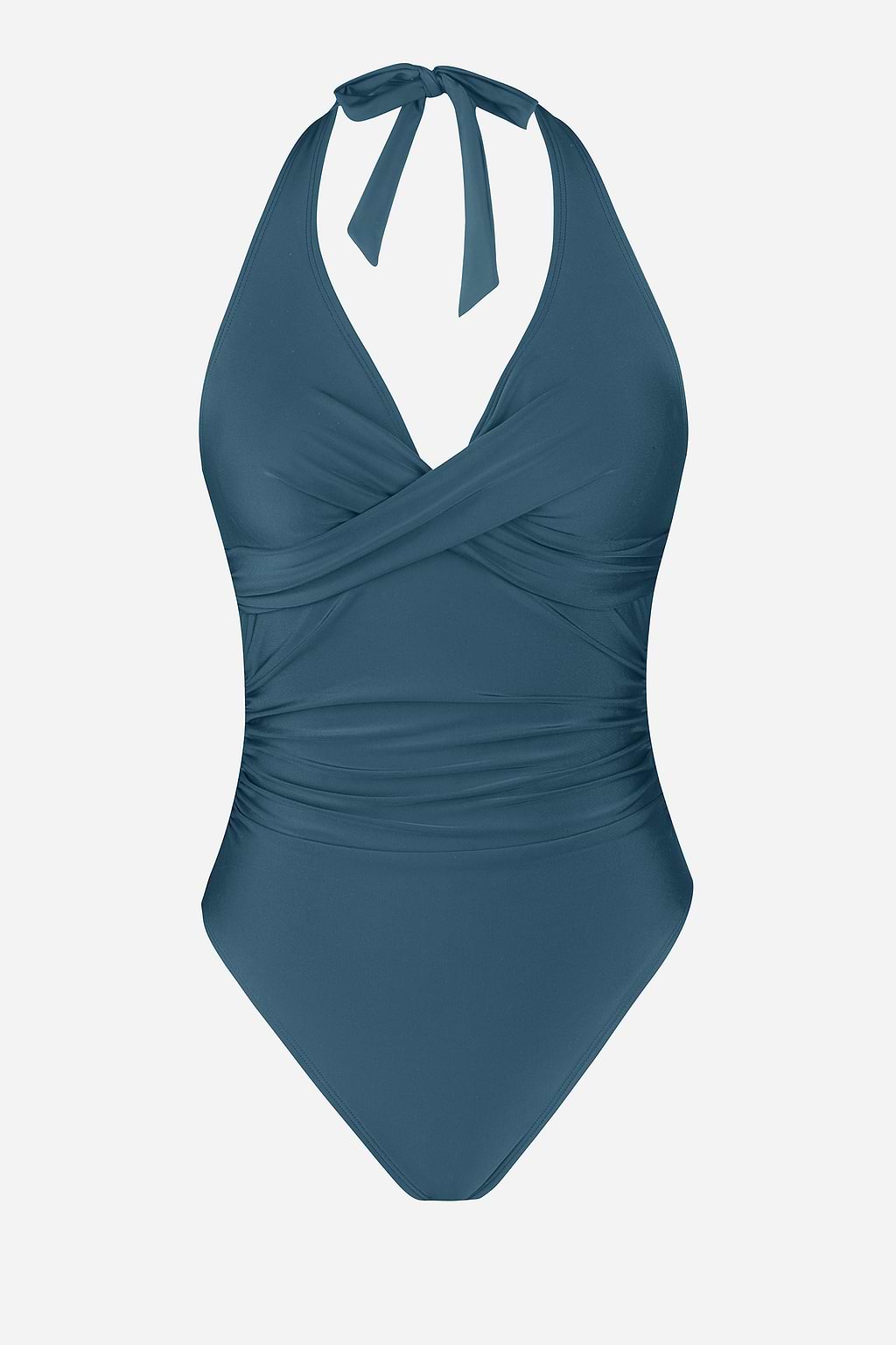 Maillot de bain une pièce ruché et torsadé sur le devant à col licou