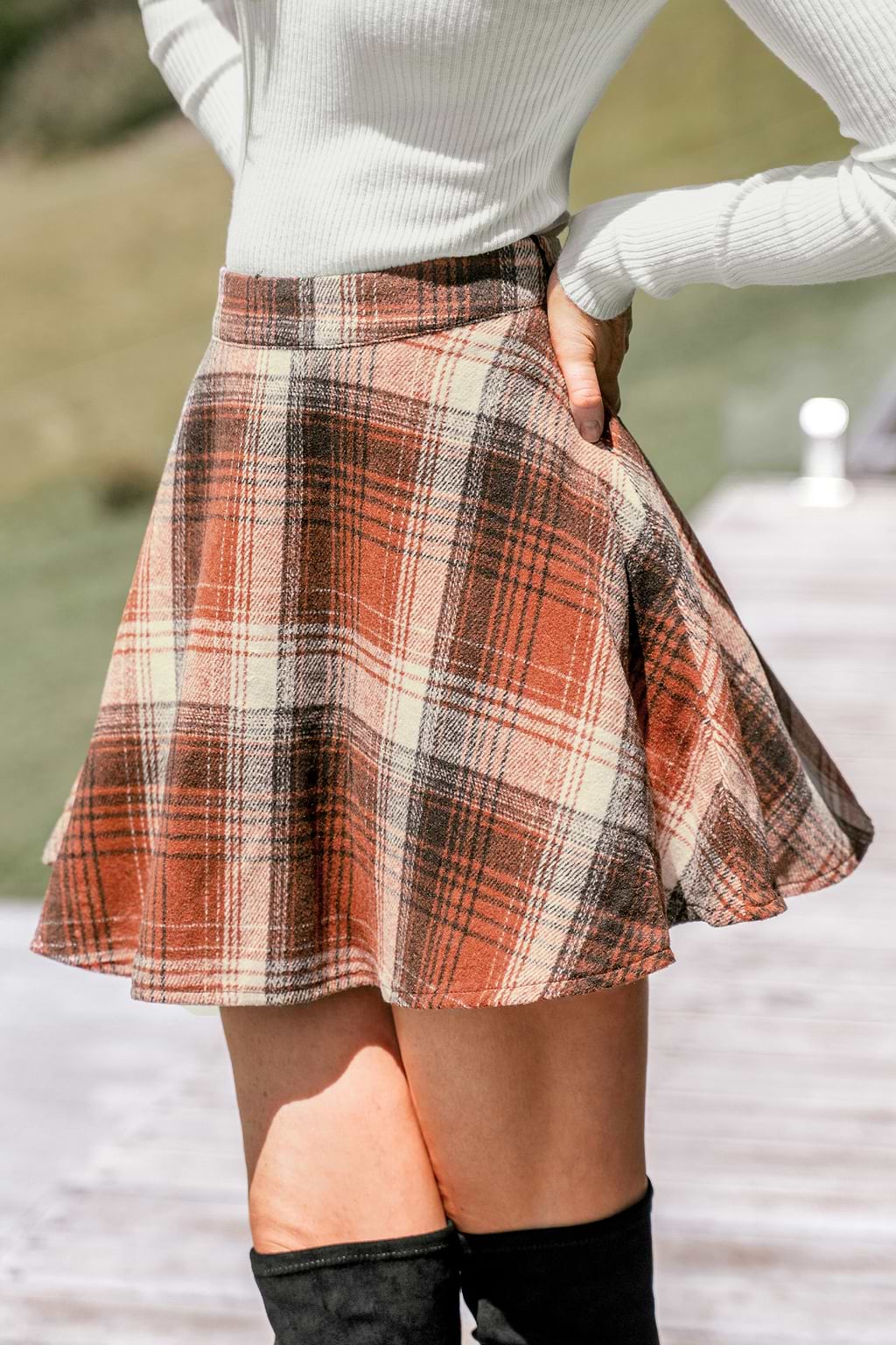 High Waist Plaid Mini Skirt