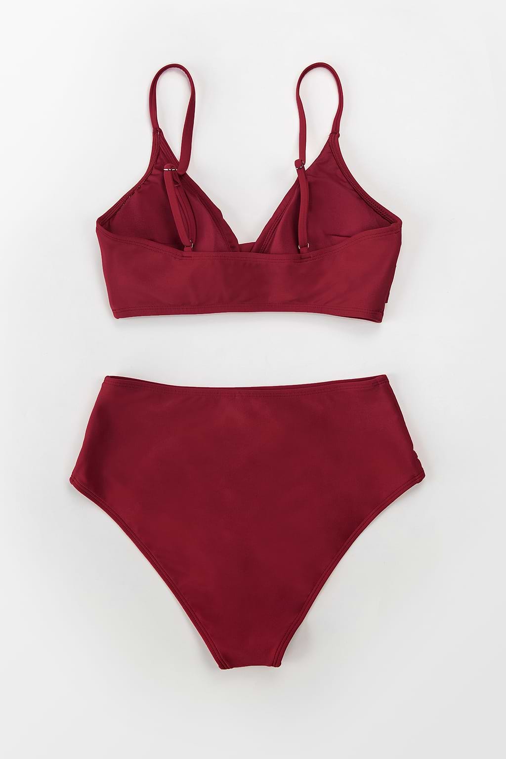 Twist Front Bra & Spliced High Waist Bikini Set