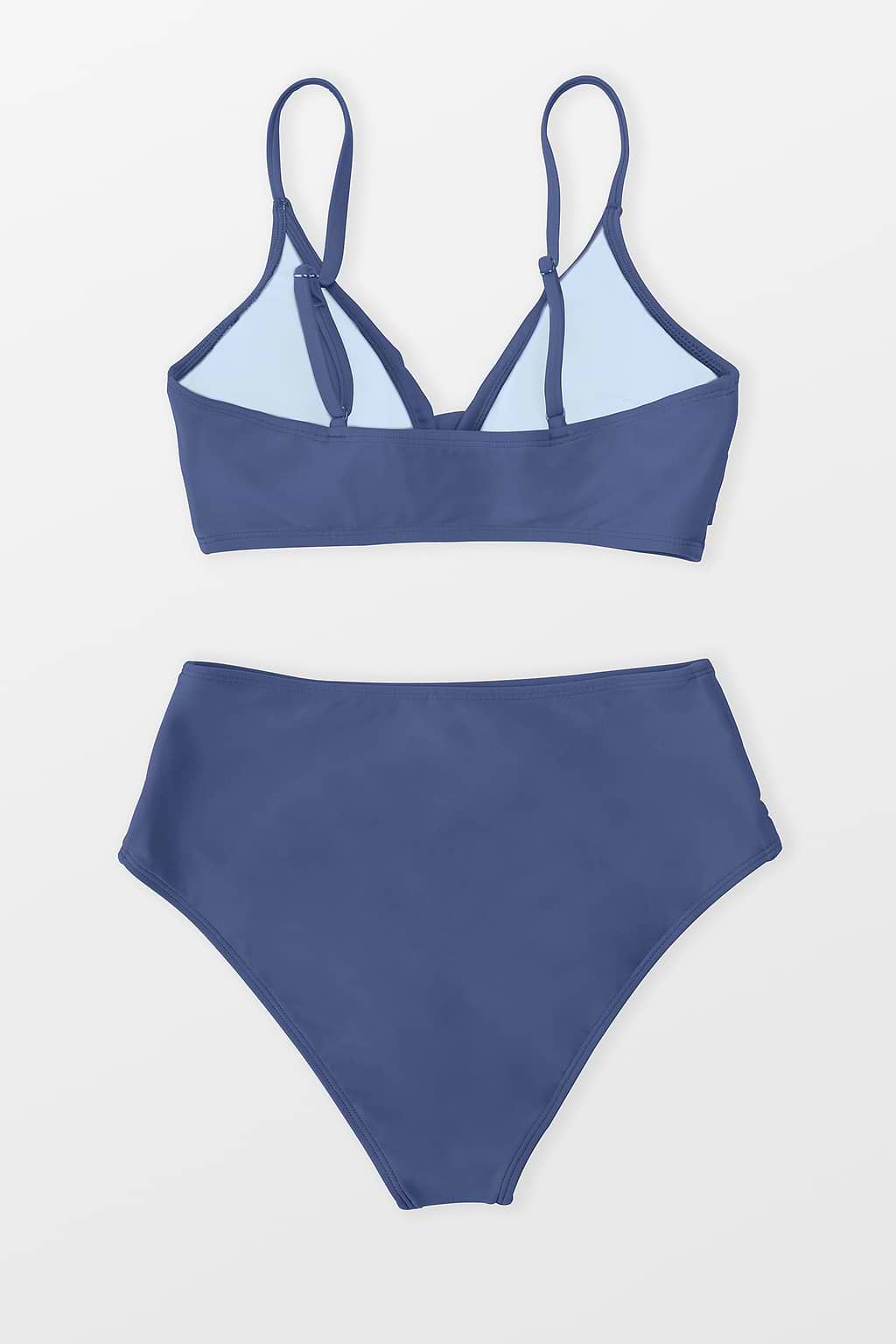 V-neck Twist Bra & Spliced High Waist Bikini Set
