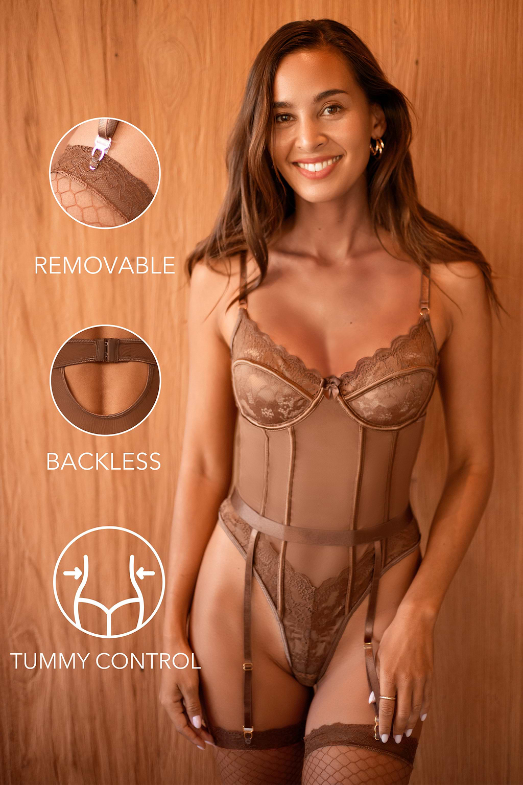 Lace Bow Tie Lingerie Bodysuit