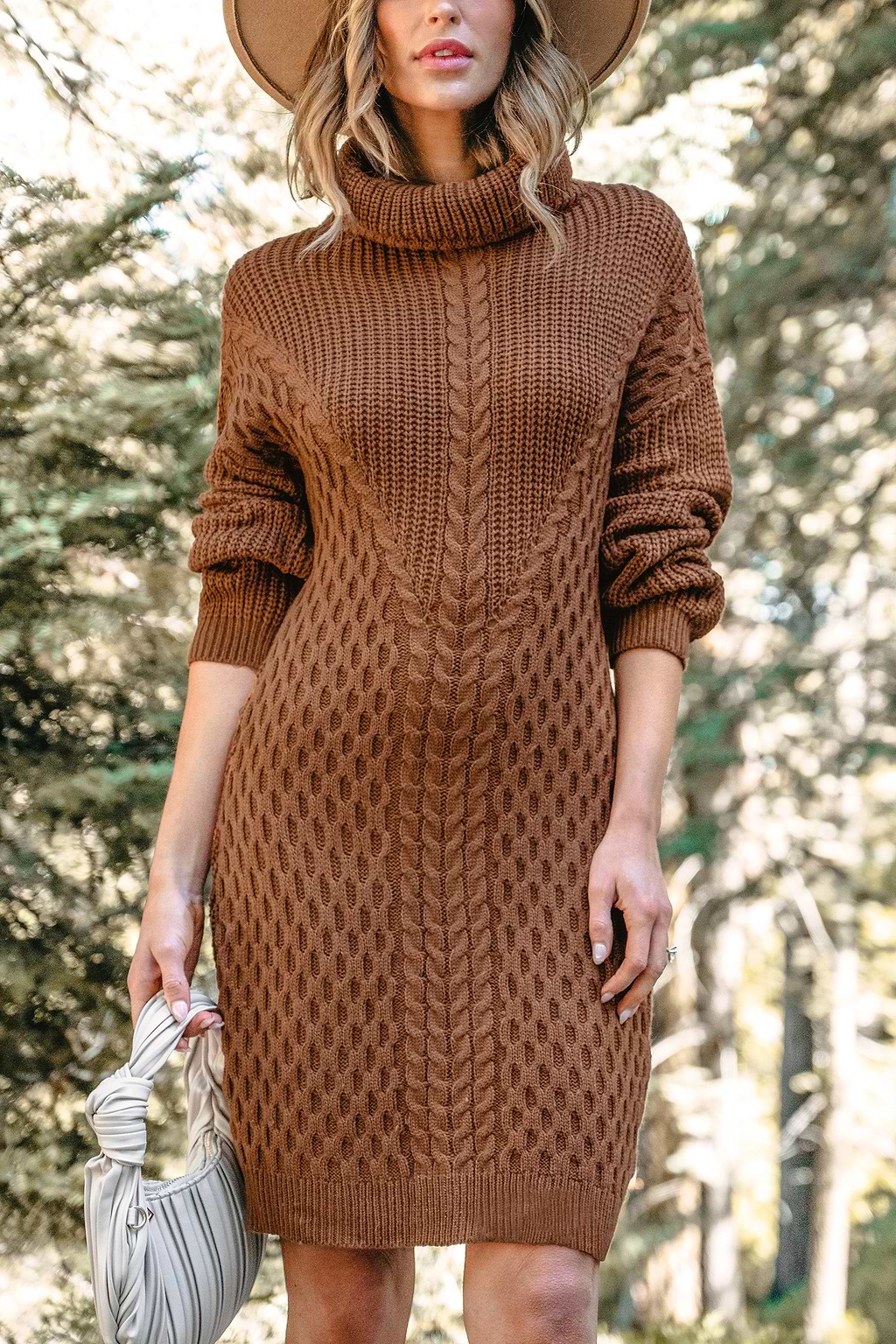Drop Sleeve Turtleneck Sweater Dress