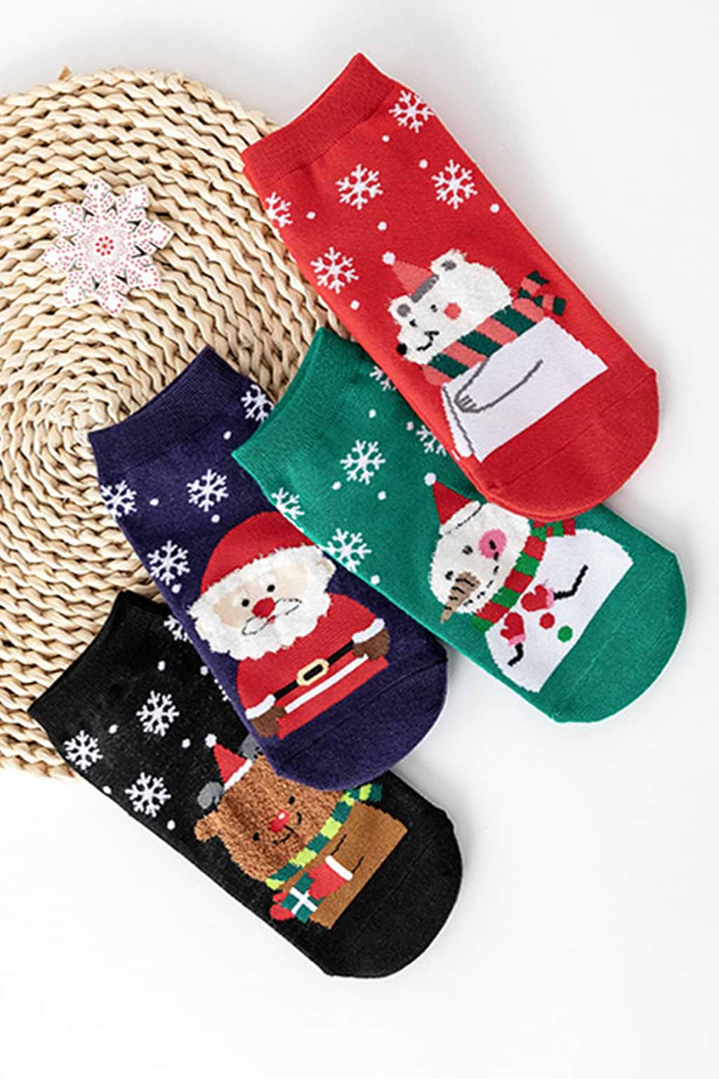 Calcetines tobilleros con estampado navideño