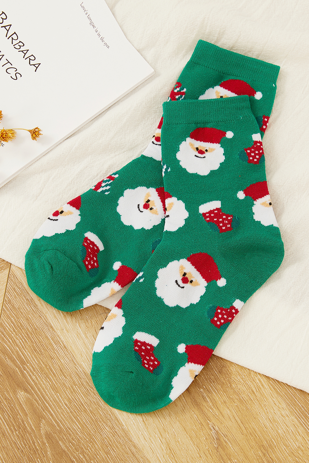 Crew-Socken mit Weihnachtsmann-Druck