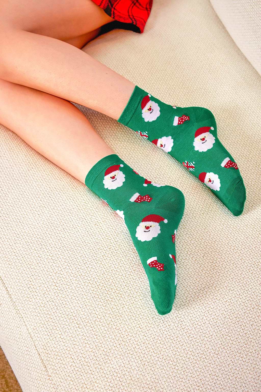 Crew-Socken mit Weihnachtsmann-Druck