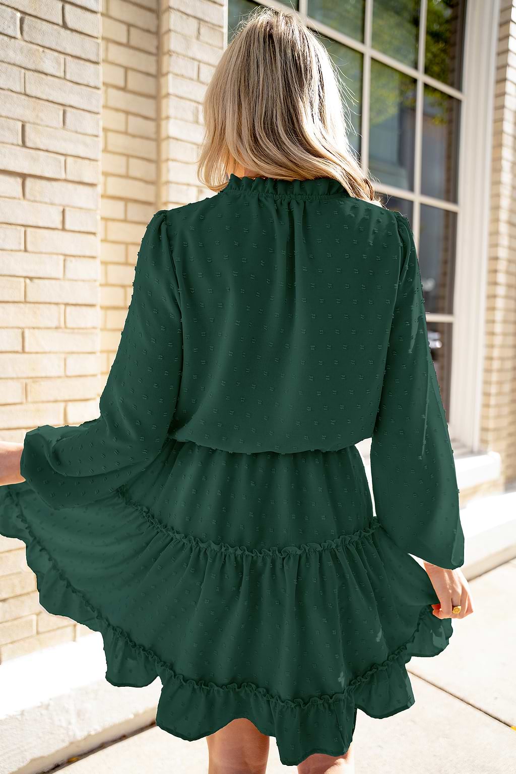 Dark Teal Blouson Sleeve Dress