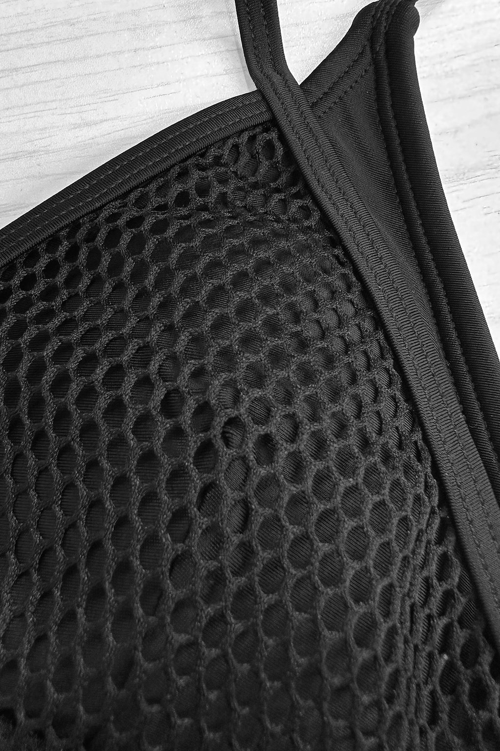 Black Mesh Strappy Triangle Top & Cheeky Bikini Set