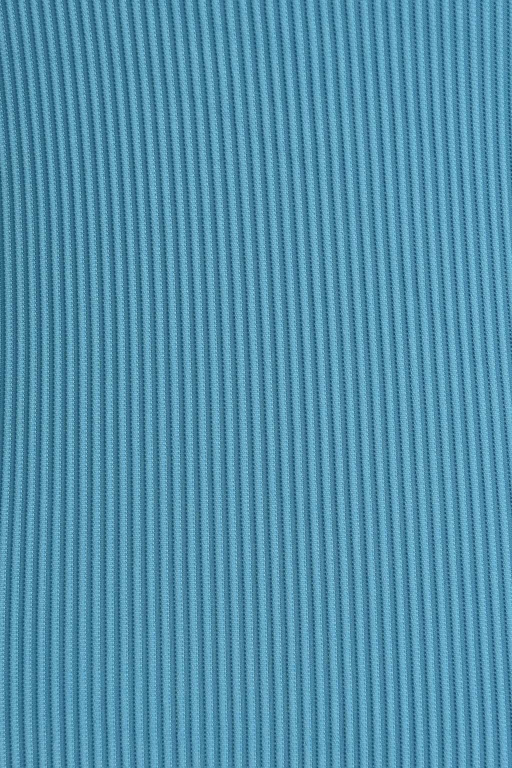 Rib Blue One Shoulder One Piece Swimsuit with O-Ring