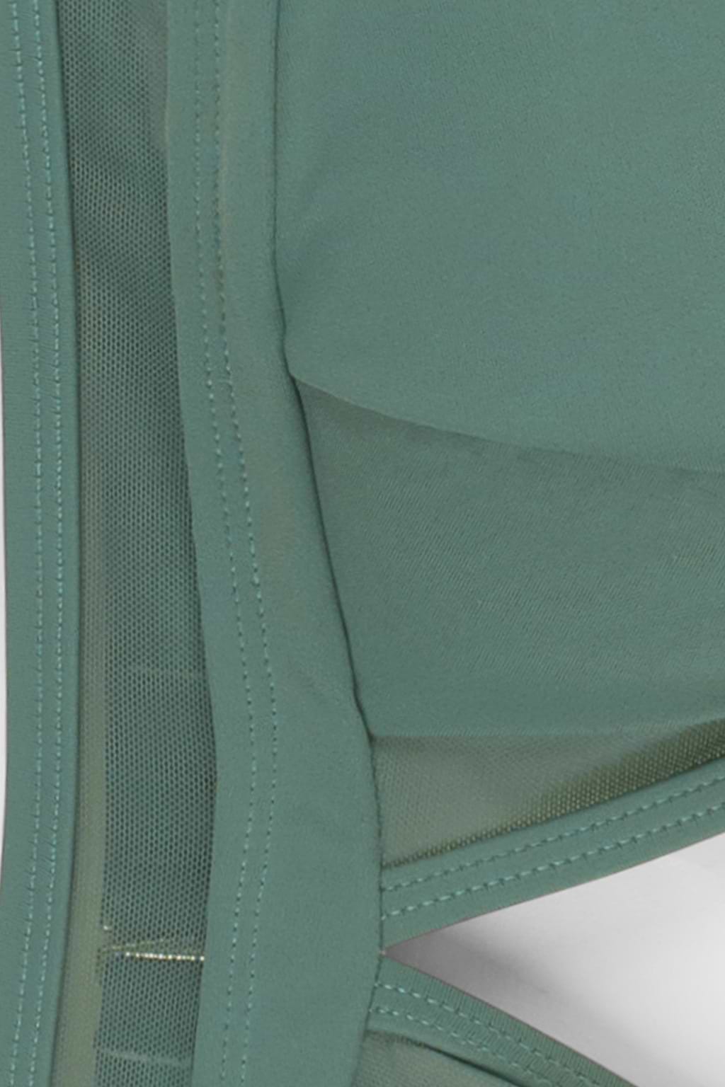 Mesh Deep V Neck Mid Waisted Backless Bikini Set