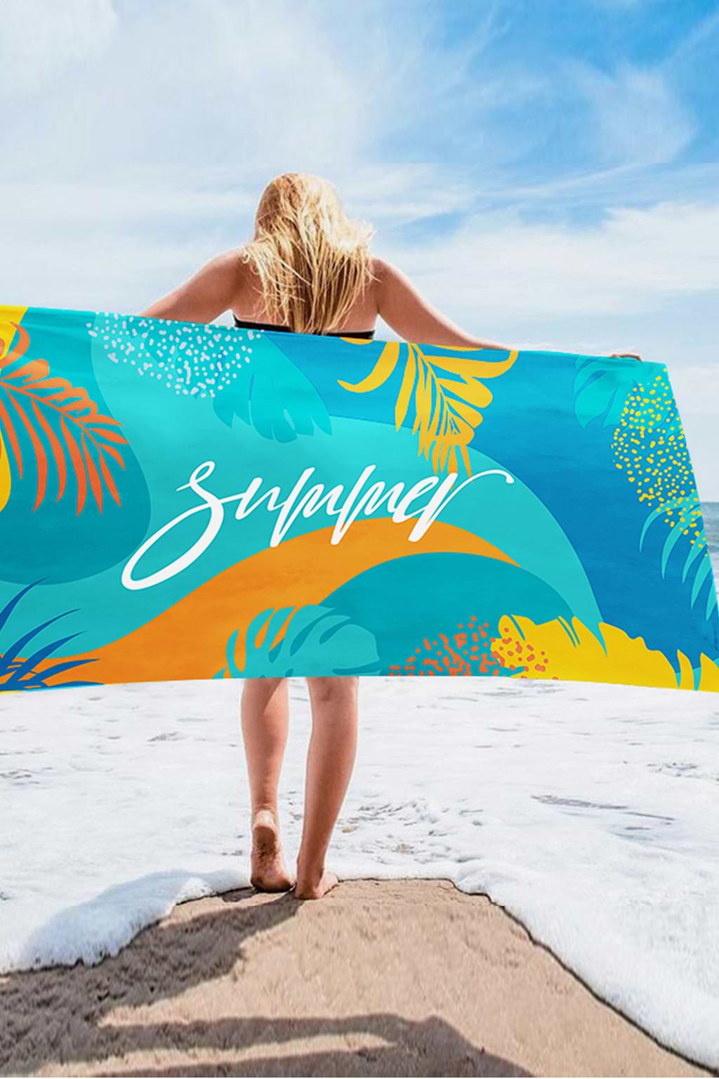 Tropical Leaf Print Beach Towel
