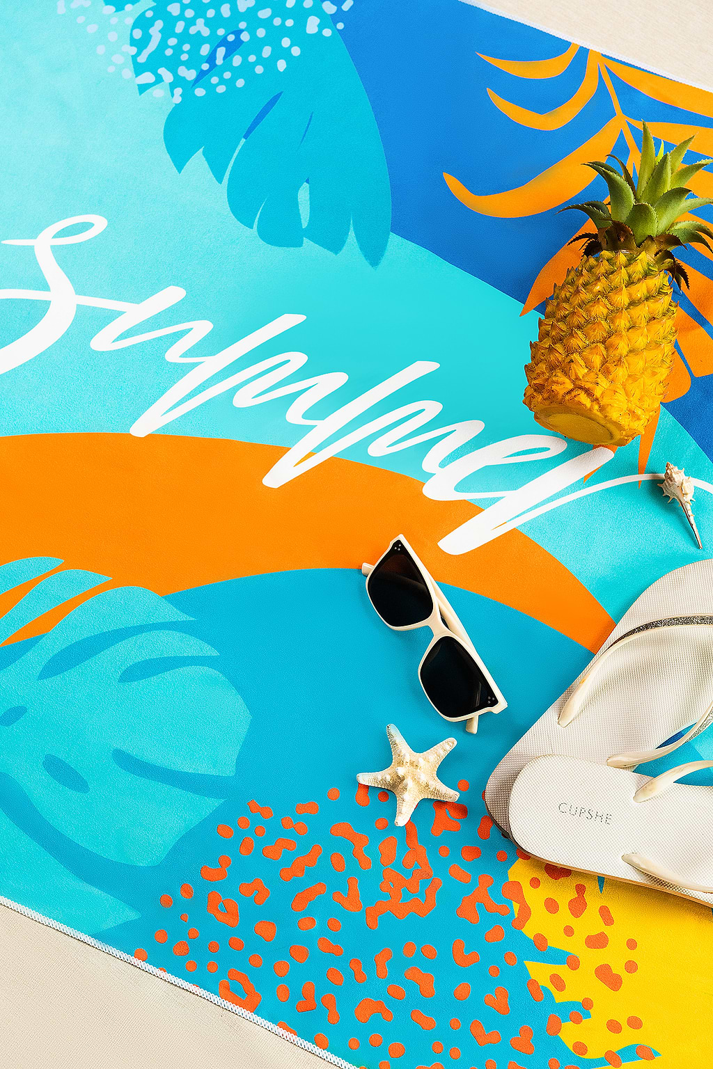 Tropical Leaf Print Beach Towel