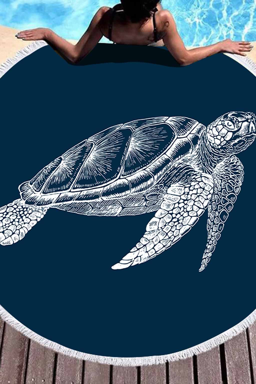Sea Turtle Tassel Beach Towel