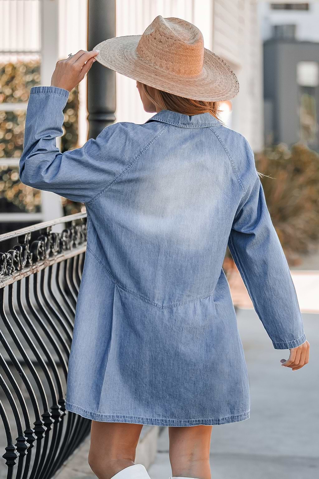 Reine Baumwolle Mini Jeanskleid mit Knopfleiste