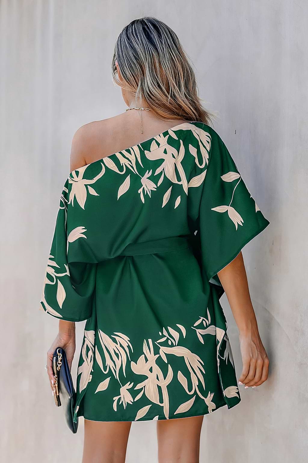 Forest Tropics Off-Shoulder Dress
