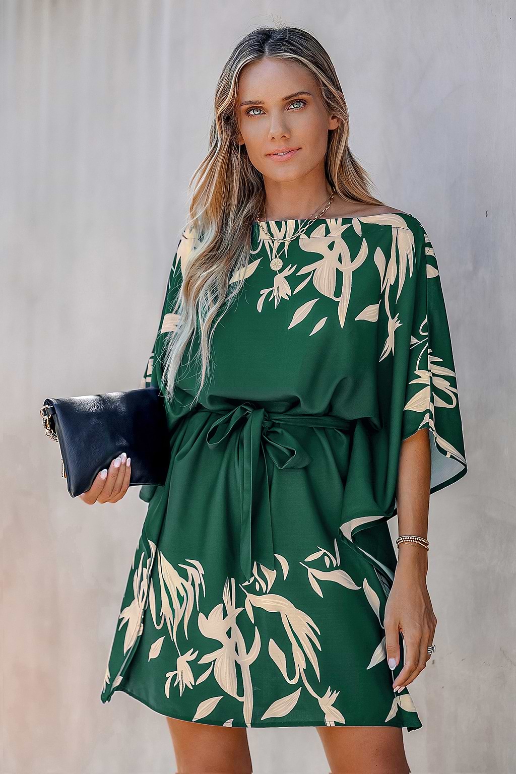 Forest Tropics Off-Shoulder Dress