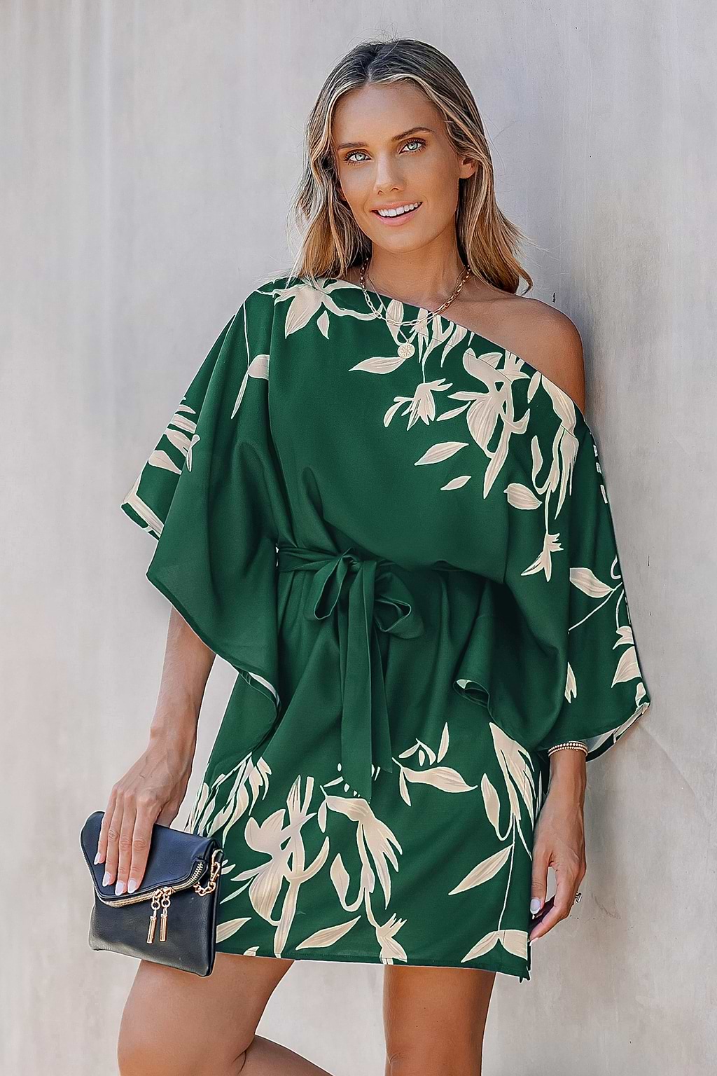 Forest Tropics Off-Shoulder Dress