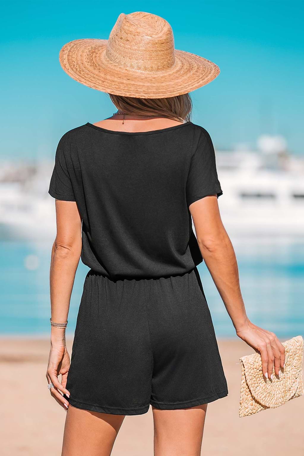 Tianna Boat Neck Short Sleeve Romper