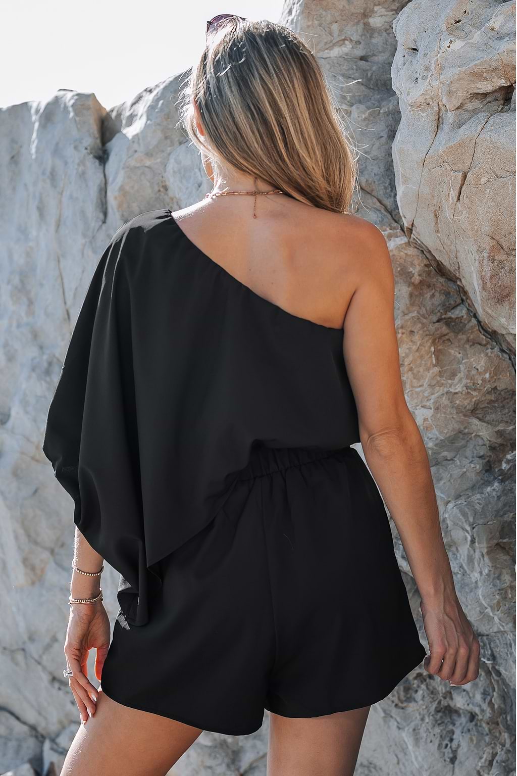Asymmetrical One-Shoulder Romper