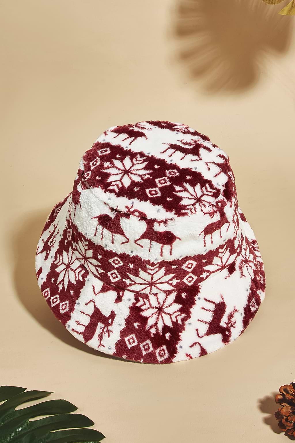 Sombrero de pescador de reno rojo y blanco