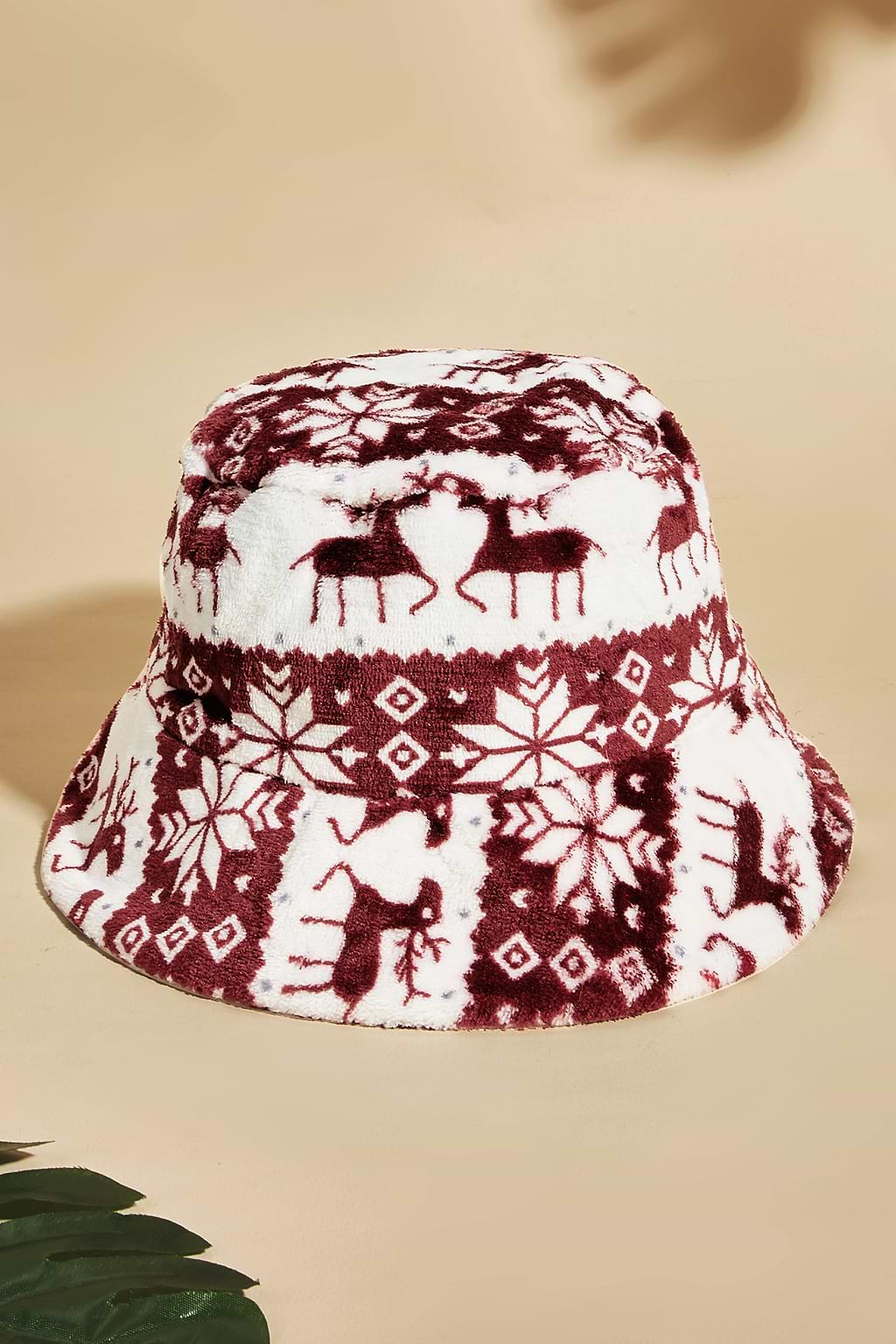 Sombrero de pescador de reno rojo y blanco