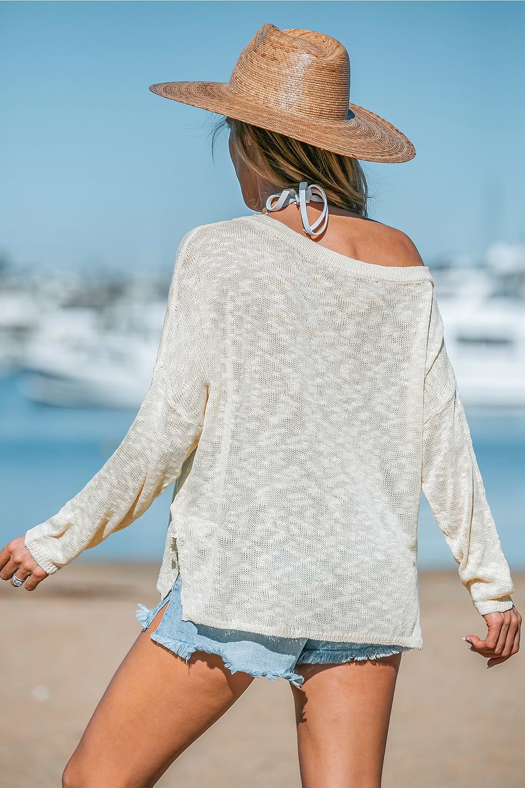 Unique One-Shoulder Cutout Sweater