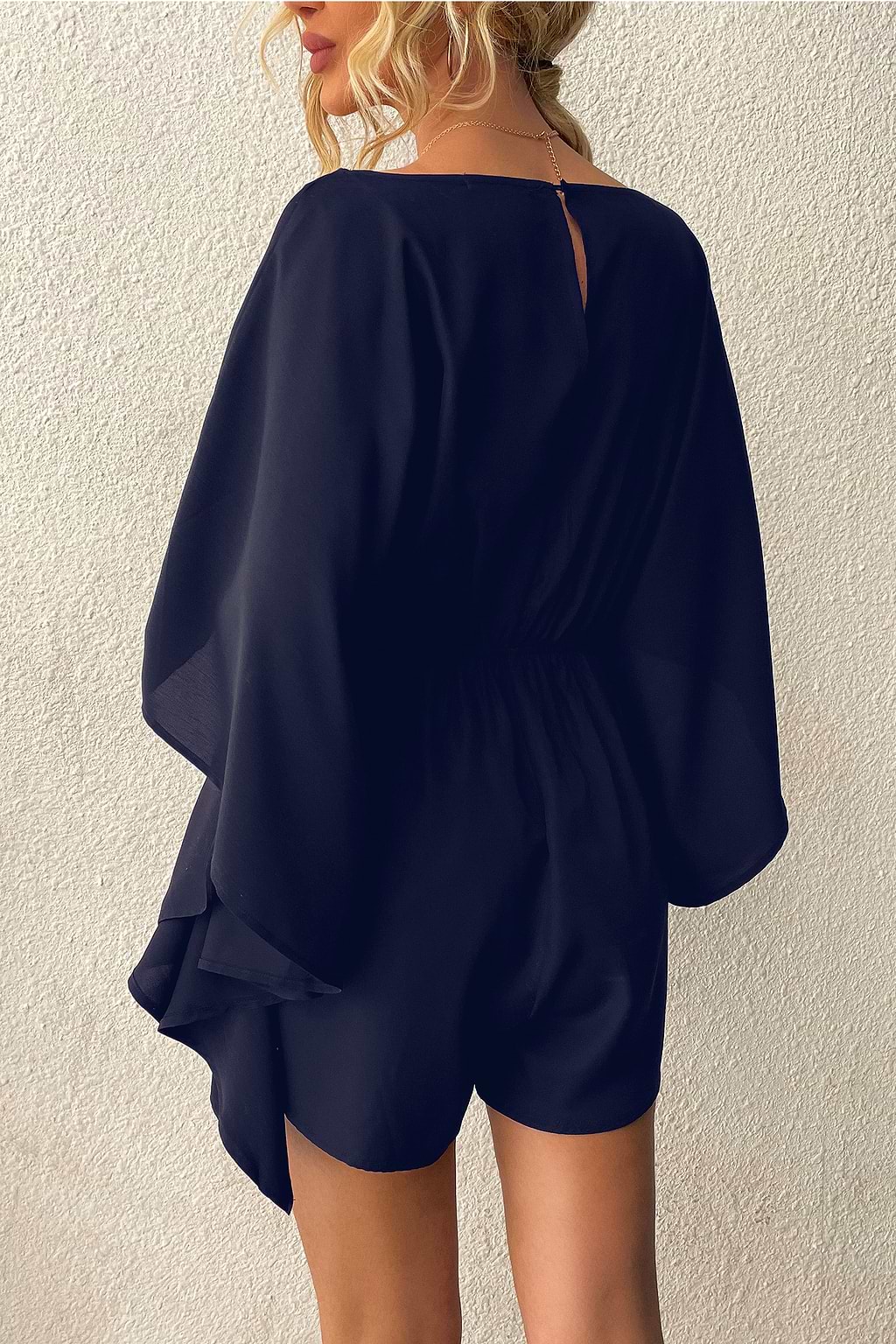 Ruimteblauwe romper met kimono-mouwen