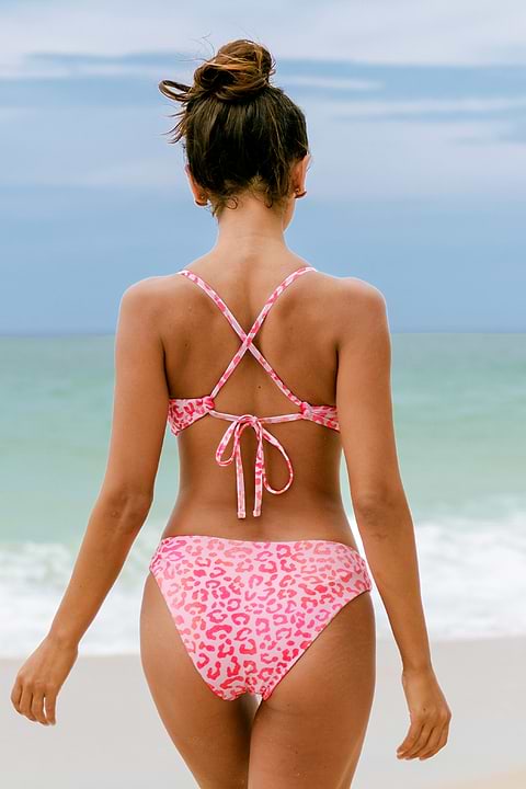 Reversible Pink Leopard Bikini Bralette & Bottoms Set