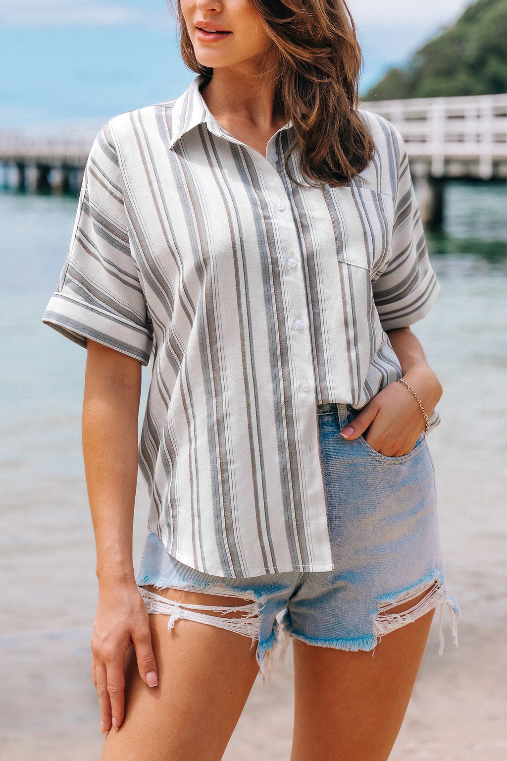 Camisa informal holgada a rayas