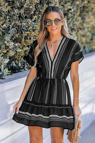 V Neck Zwarte Jurk V Hals Zwarte Jurk Met Diepe V-hals