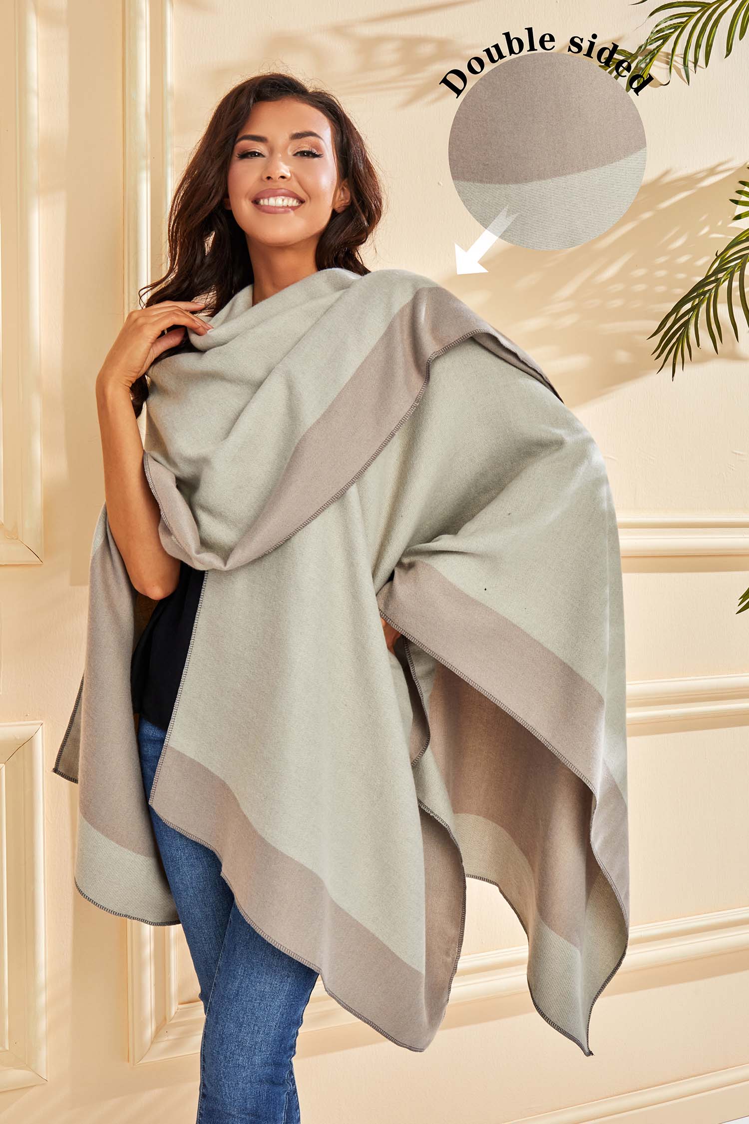 Mantón neutro caqui y beige