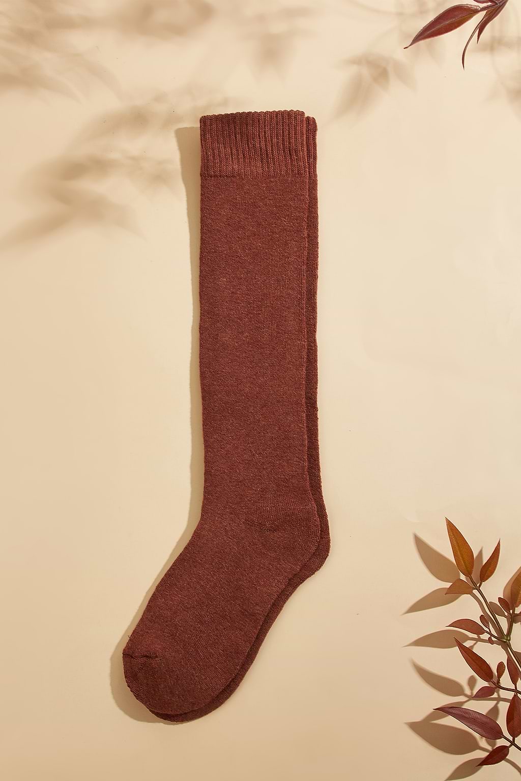 Chaussettes à rabat rouge brique en pur coton