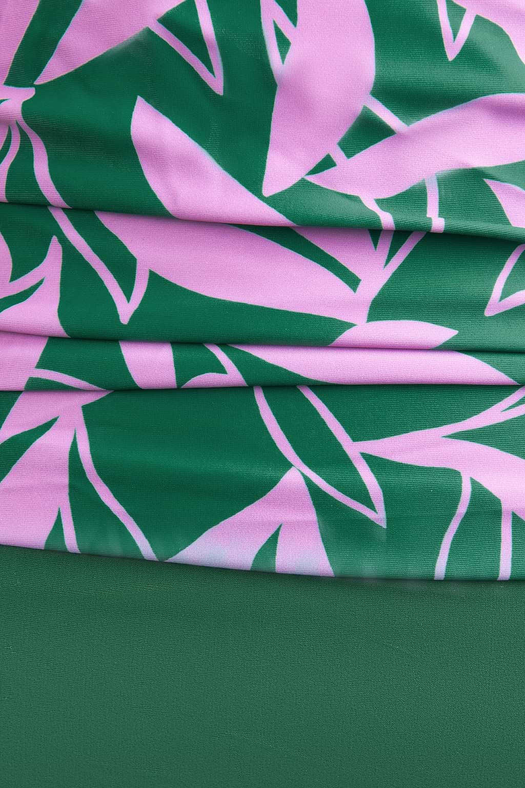 Lagoon Green Leaf Ruched Drawstring Halter One Piece Swimsuit