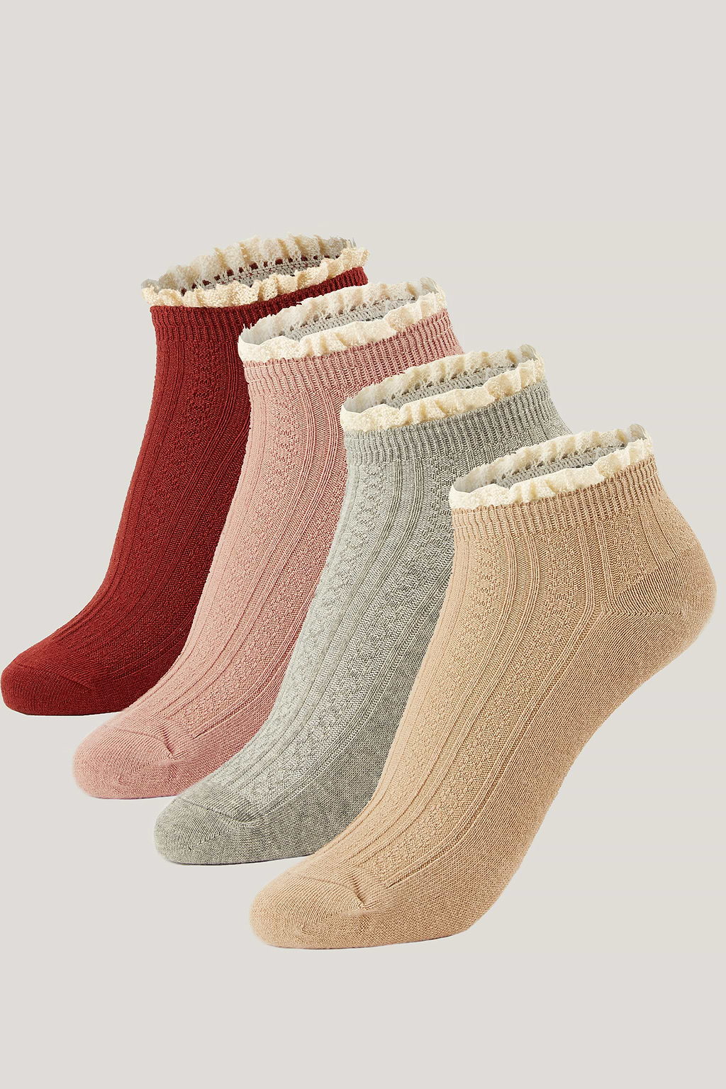 Conjunto de calcetines tobilleros con volantes