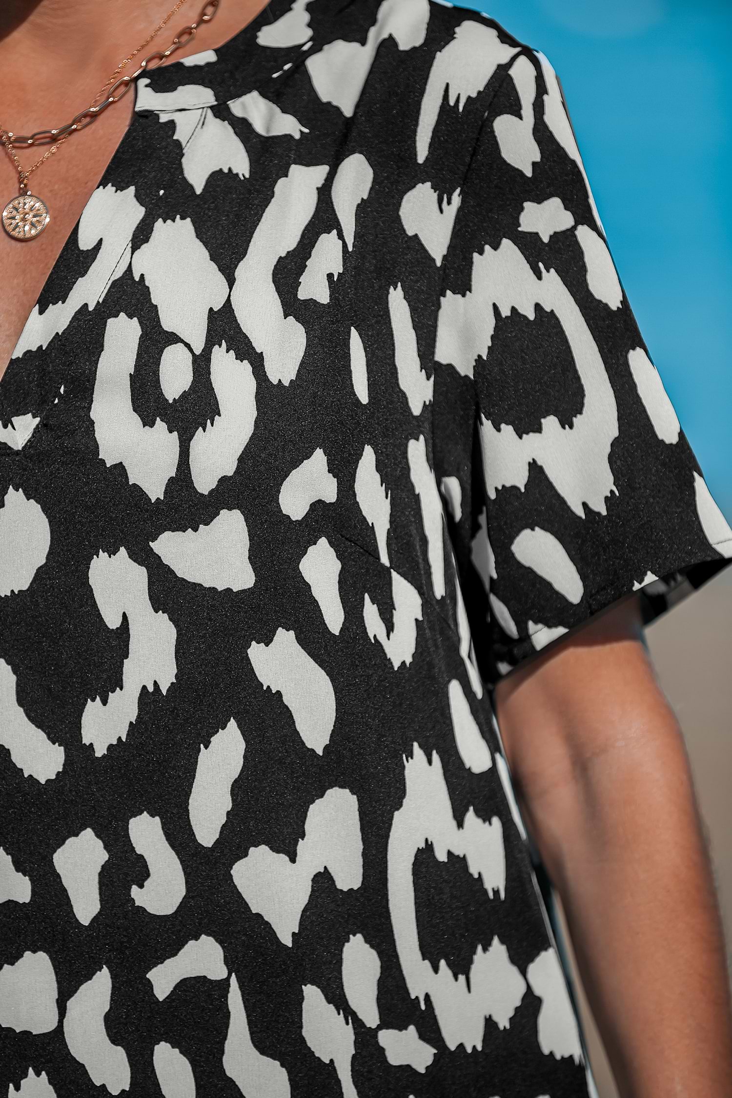Black-and-White Animal Print Mini Dress